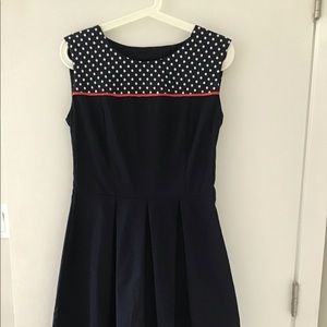 Blue Dress with Polka Dot Accent